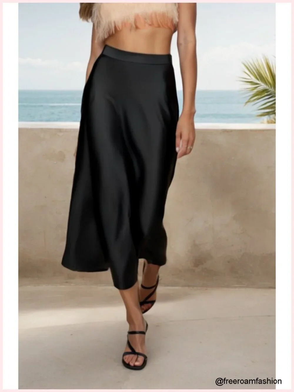 CUPSHE Women's Satin A-Line Midi Skirt High Waist with Hidden Side Zipper,